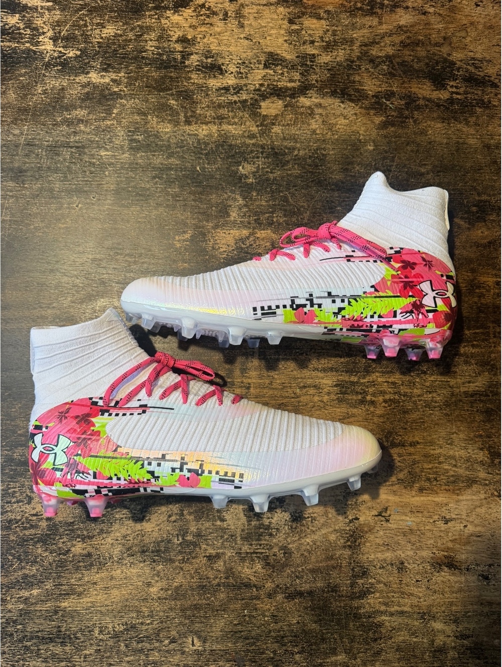 Under Armour Highlight Pro LE,white with pink floral graphic